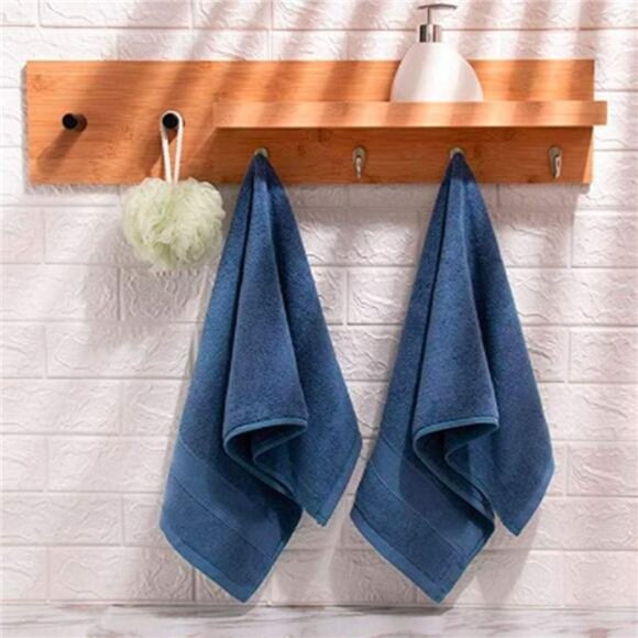 Soft Cotton Hand Towels Set 2 Highly Absorbent Quick Dry Bathroom Face Washcloth - Picture 6 of 7